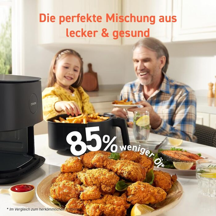 Аэрофритюрница 4,7 л 1500 Вт Compact Gray Hot Air Fryer COSORI