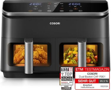 Аэрофритюрница двухкамерная 8,5 л 1800 Вт Balck XXL COSORI