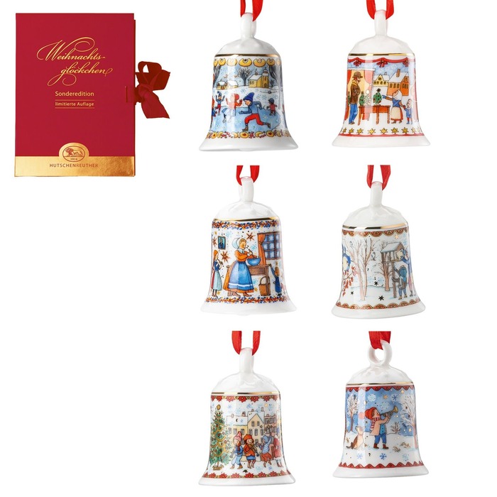 

Hutschenreuther Набор из 6 елочных украшений колокольчик 5,5 см Christmas Collectors Edition Hutschenreuther