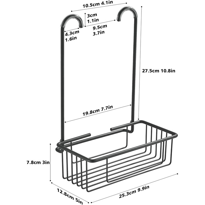 Подвесная полка для ванной 25 x 13 x 35 см, серая Wopeite