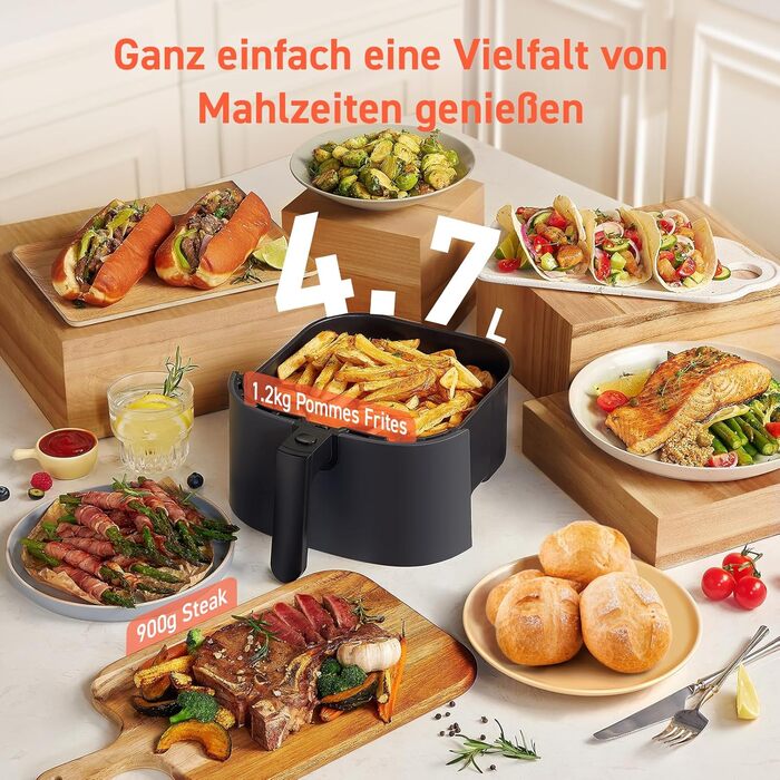 Аэрофритюрница 4,7 л 1500 Вт Compact Gray Hot Air Fryer COSORI