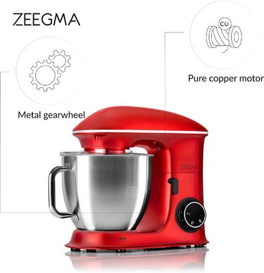 Кухонный комбайн ZEEGMA Planeet Chef / 1500 Вт / 6.5 л / 7 скоростей / нержавеющая сталь