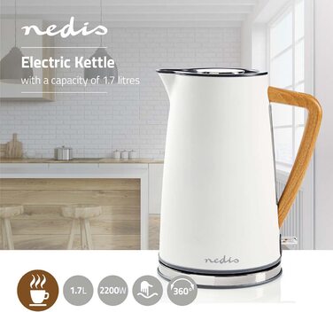 Электрический чайник Nedis Soft-touch / 2200 Вт / 1,7 л / фильтр против накипи