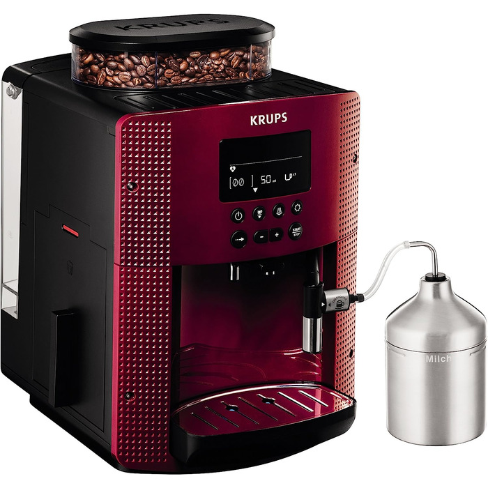 Кофемашина на 2 чашки 1450 Вт, с кофемолкой, красная Espresseria EA816570 Krups