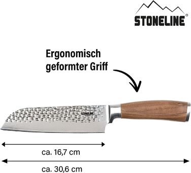 Поварской нож из дамасской стали 16.5 см, рукоять из грецкого ореха STONELINE