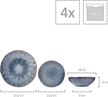 Столовый сервиз из керамогранита на 4 персоны, 12 предметов Darwin Sänger
