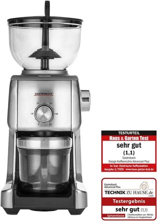 Кофемолка Gastroback 42642 Advanced Plus / 130 Вт / 400 г / 16 настроек помола / нержавеющая сталь