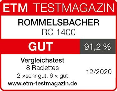 Раклетница ROMMELSBACHER RC 1400 / 1200 Вт [класс энергопотребления B] / на 8 человек / нержавеющая сталь