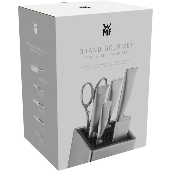 Набор WMF Grand Gourmet 4 ножа из нержавеющей стали + ножницы, с подставкой