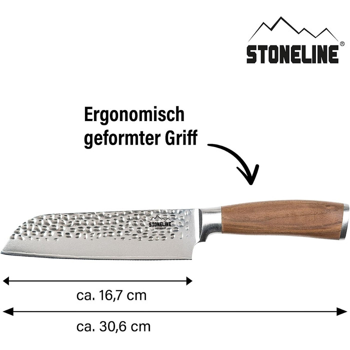 Поварской нож из дамасской стали 16.5 см, рукоять из грецкого ореха STONELINE